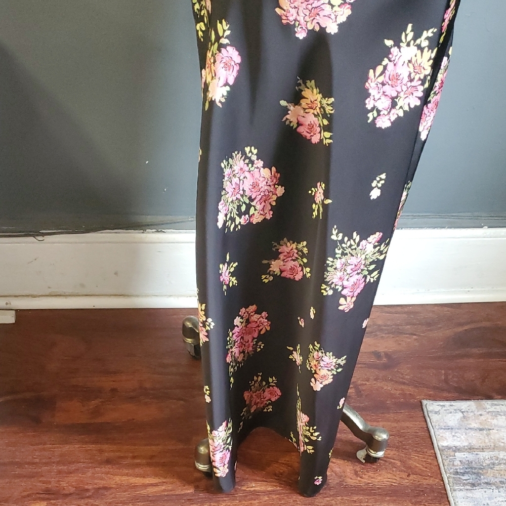 Zara Black Slip Dress with Pink Floral Design - Picture 8 of 12